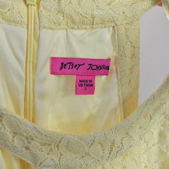 Betsey Johnson Yellow Lace Dress 2 - Picture 6 of 7